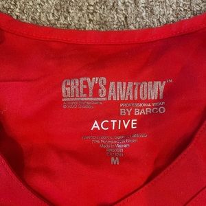 Red Greys anatomy active scrub top